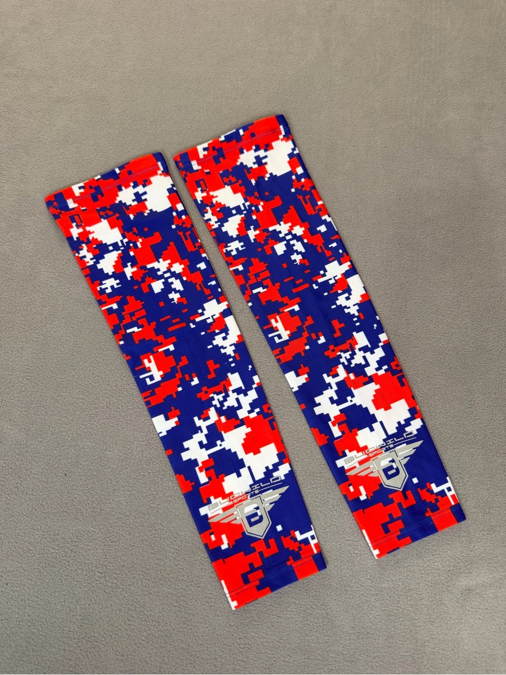 Athletic Adult Arm Sleeves- Red/White/Blue Digital Camo-Multisport- NWOT